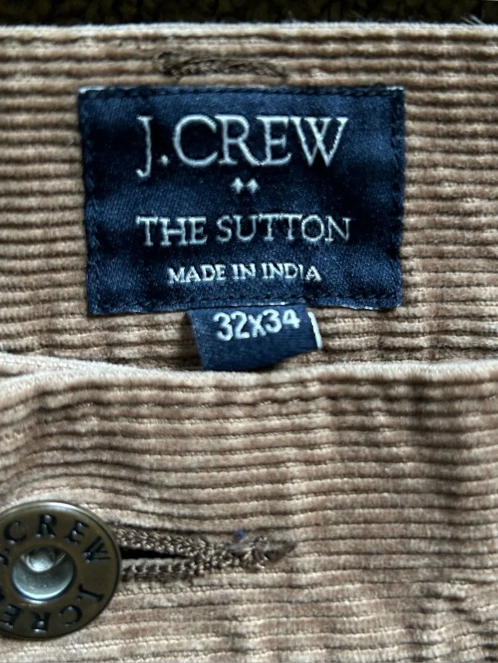 J Crew The Sutton Corduroy Pants Mens 32x32 Brown Straight Leg Casual Trousers